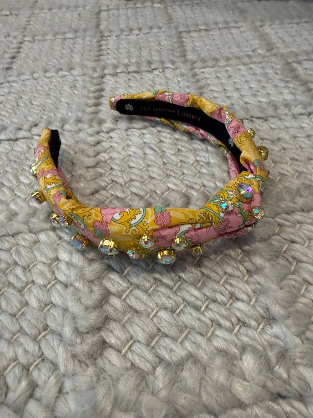 Lele Sadoughi embellished Floral Padded Headband - Yellow & Pink